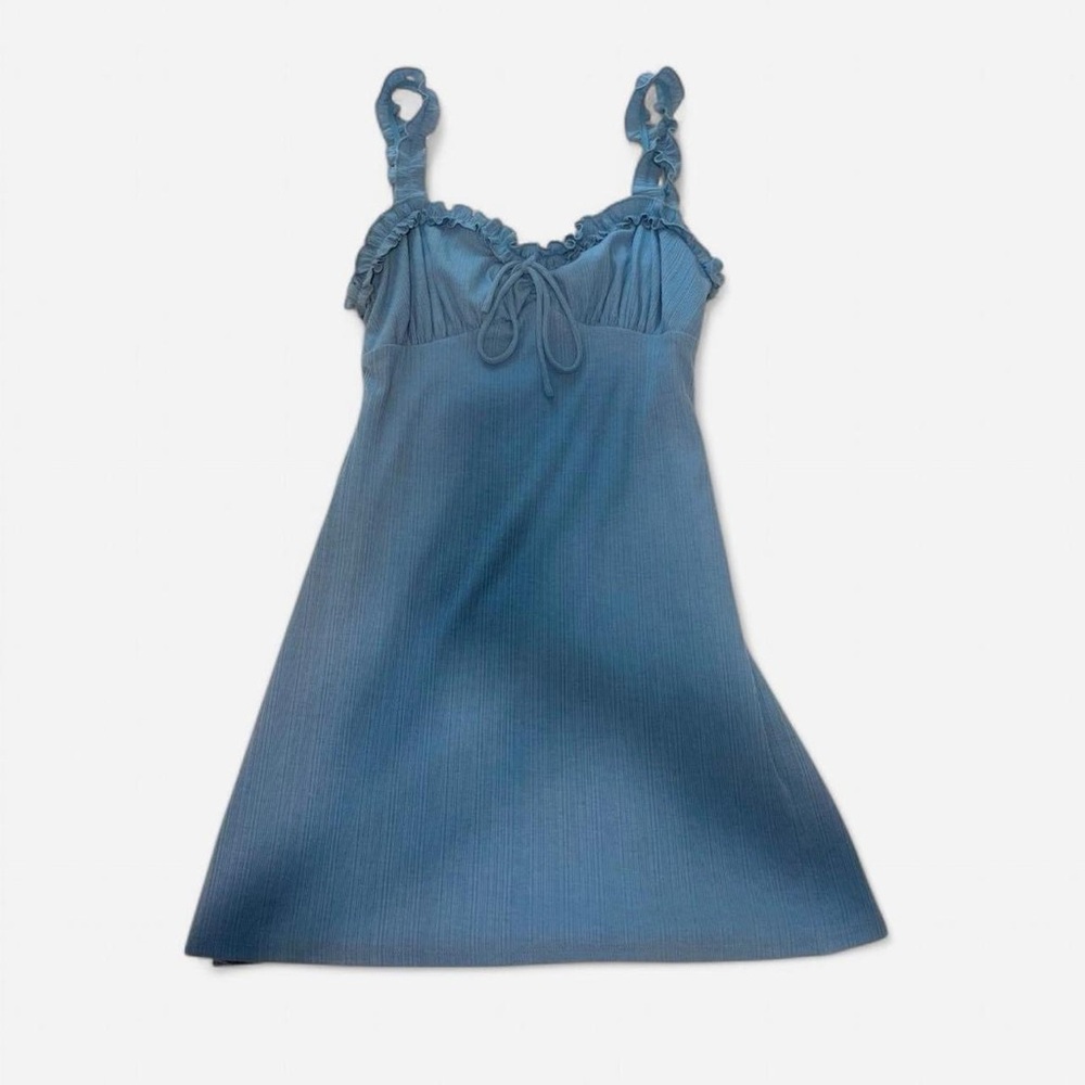 Privacy Please Blue Ruffled Mini Dress